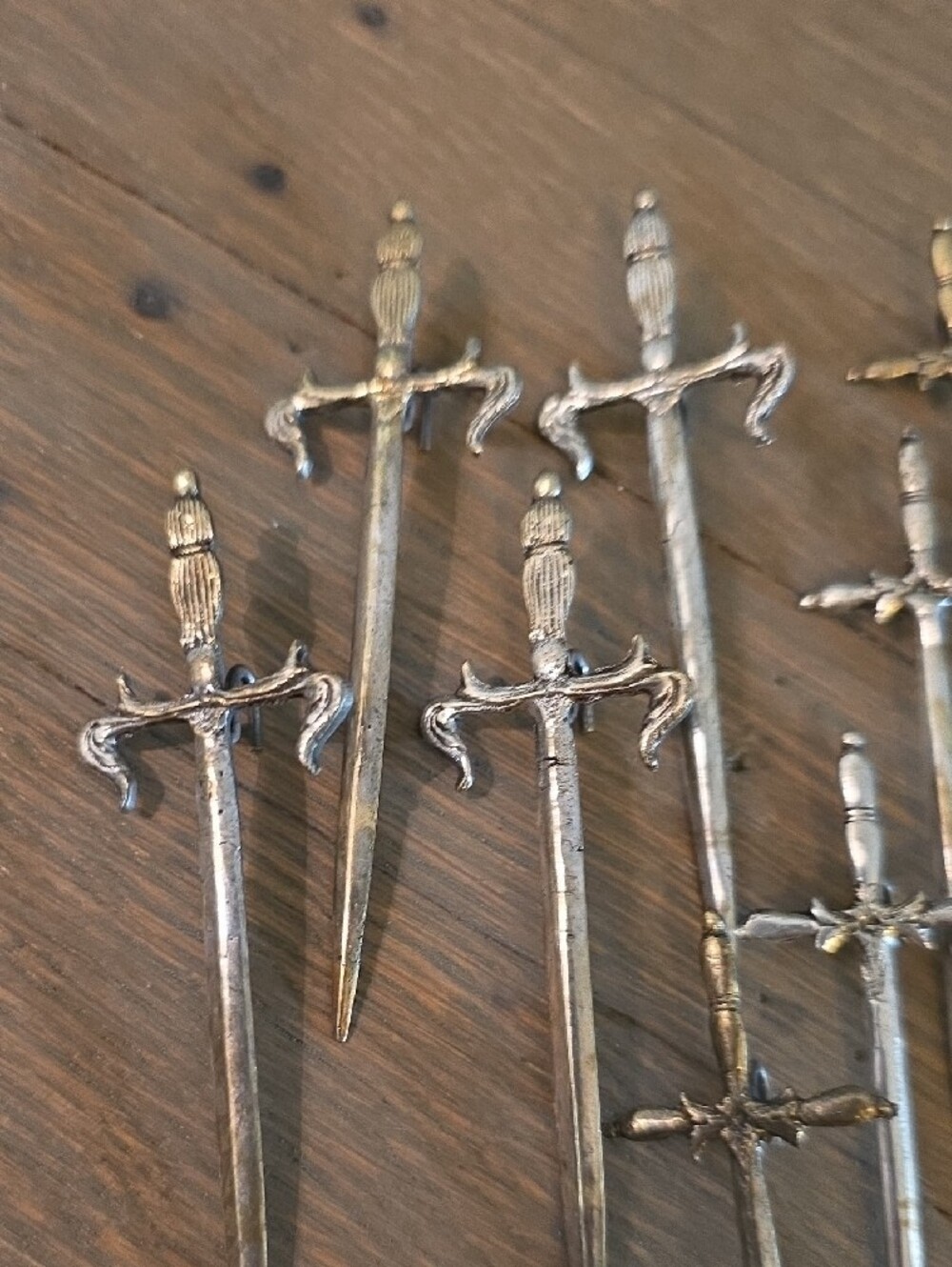 Sword Cocktail Picks Silver Tone Set Of 12 - Picture 2 of 7
